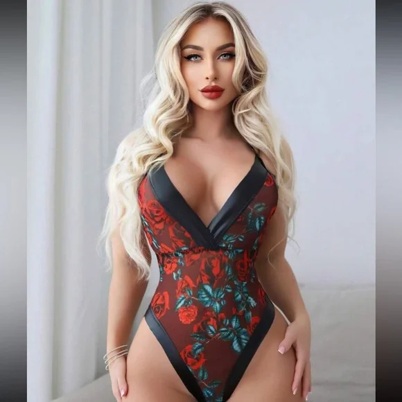 New Inventory 🔥Floral Print One Piece Lingerie Set🔥